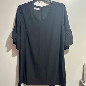 Belongsci Black V-Neck Dress (744)